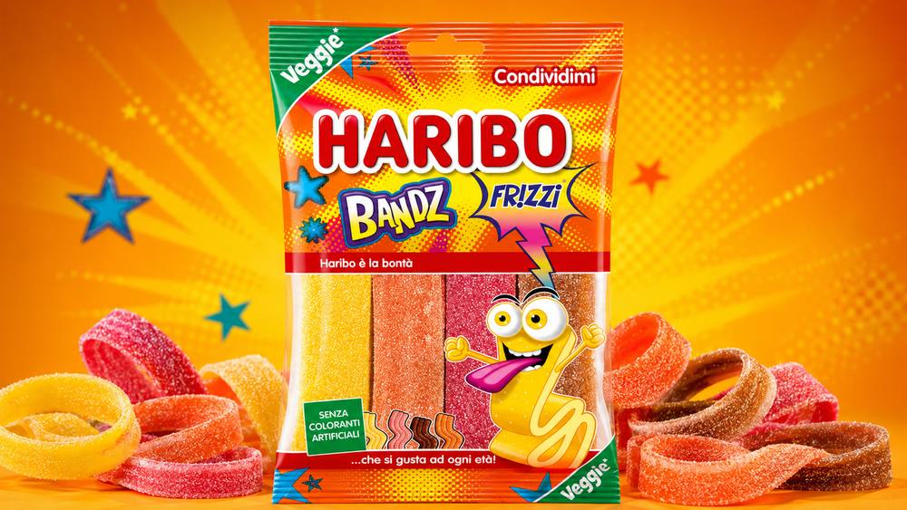 Haribo Bandz Frizzi — striscioline gommose acidule